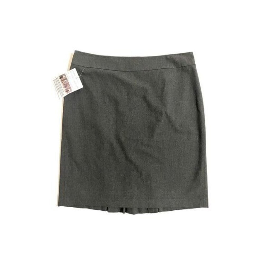 ANN TAYLOR Pencil Skirt Dark Grey Stretch Flounce Back Wear To Work 12 Petite - Picture 3 of 7